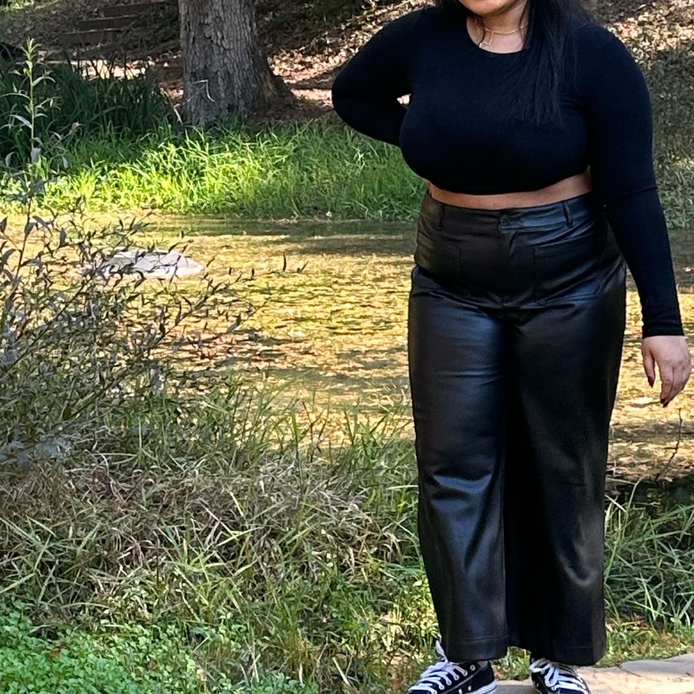 LOFT Black Faux Leather pants